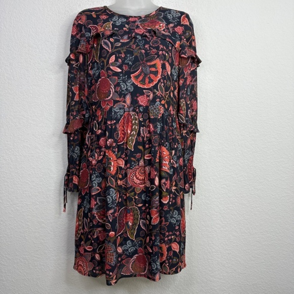 LOFT Dress Womens Size 2 Floral Tiered Dark Romantic Fairygoth Boho Whimsical - Picture 1 of 11